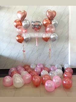 ลูกโป่ง วันเกิด Bubble USA 24" Theme สีโรสโกล พร้อม ช่อลูกโป่งฟอยล์หัวใจ ขนาด 18" ช่อ 7 ลูก 2 ช่อ,ลูกโป่งโปรยพื้น 30 ลูก พร้อมตกแต่ง สามารถเปลี่ยนสีลูกโป่ง/เปลี่ยนข้อความ/เปลี่ยนสี-ฟอยล์ตกแต่งได้