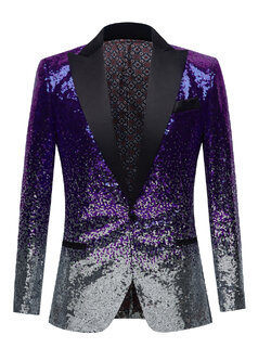 Pre-order เสื้อสูทชาย สูทแฟชั่น สูทกลิตเตอร์ไล่สี สีม่วงเงิน