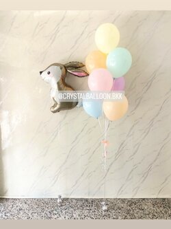 ลูกโป่ง วันเกิดเด็ก ช่อลูกโป่ง ช่อ 7 ลูก 1 ช่อ สีพาสเทล พร้อม ฟอยล์กระต่าย 1 ชิ้น พร้อมตกแต่ง สามารถเปลี่ยนสีลูกโป่ง/ปลี่ยนฟอยล์ตกแต่งได้