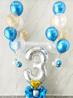 ลูกโป่ง วันเกิดเด็ก ฟอยล์ตัวเลข ขนาด 40" ตั้งฐาน 1 ชิ้น พร้อม ช่อลูกโป่ง ช่อ 7 ลูก 2 ช่อ พร้อมตกเเต่ง สามารถเปลี่ยนสีลูกโป่ง/เปลี่ยนสี-ฟอยล์ตกเเต่งได้