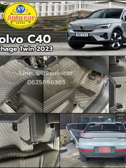 พรมปูพื้นรถยนต์ Volvo C40 Recharge Twin 2023 พรมvvip สีเทาด้ายเทา