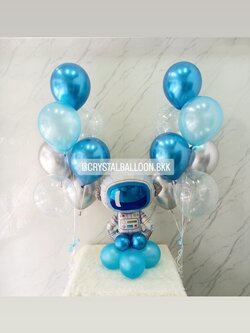 ลูกโป่ง วันเกิดเด็ก ฟอยล์หมุษย์อวกาศ ตั้งฐาน 1 ชิ้น พร้อม ช่อลูกโป่ง ช่อ 7 ลูก 2 ช่อ พร้อมตกเเต่ง สามารถเปลี่ยนสีลูกโป่ง/เปลี่ยนสี-ฟอยล์ตกเเต่งได้