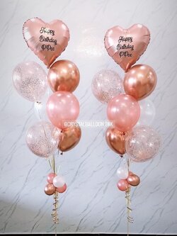 ลูกโป่ง วันเกิด ช่อลูกโป่ง ฟอยล์หัวใจ ขนาด 18" 2 ช่อ พร้อม ลูกโป่งใส ใส่กลิตเตอร์ พร้อมตกเเต่ง สามารถเปลี่ยนสีลูกโป่ง/เปลี่ยนข้อความ/เปลี่ยนสี-ฟอยล์ตกแต่งได้