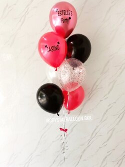 ลูกโป่ง แสดงความยินดี ช่อลูกโป่ง ช่อ 7 ลูก 1 ช่อ พร้อม ลูกโป่งใส ใส่กลิตเตอร์ พร้อมตกเเต่ง สามารถเปลี่ยนสีลูกโป่ง/เปลี่ยนข้อความได้