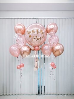 ลูกโป่ง Bride To Be Bubble ขนาด 24" พร้อมตกแต่ง ช่อลูกโป่ง 5 ลูก 2 ช่อ,ลูกโป่งใส ใส่ Confetti สามารถเปลี่ยนสีลูกโป่ง/เปลี่ยนข้อความ/เปลี่ยนขนาดได้