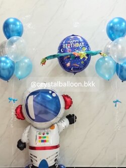 ลูกโป่ง วันเกิดเด็ก ฟอยล์นักบินอวกาศ 1 ชิ้น พร้อม ฟอยล์ดาวเสาร์ 1 ชิ้น , ช่อลูกโป่ง ช่อ 5 ลูก 2 ช่อ พร้อมตกแต่ง สามารถเปลี่ยนสีลูกโป่ง/เปลี่ยนข้อความ/เปลี่ยนขนาดได้