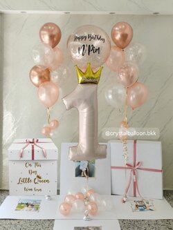 วันเกิดเด็ก Surprised Box กล่องเซอร์ไพรส์วันเกิด Bubble ขนาด 24" กลิตเตอร์โรสโกลด์ พร้อม ช่อลูกโป่ง ช่อ 7 ลูก 2 , ฟอยล์ตัวเลข ขนาด 40' 1 ชิ้น พร้อมตกแต่ง สามารถใส่รูปได้ 4 ใบ สามารถเปลี่ยนสีลูกโป่ง/เปลี่ยนข้อความได้
