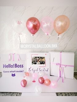 Surprise Box กล่องเซอร์ไพรส์ในโอกาสพิเศษต่างๆ Theme พาสเทล พร้อมตกแต่ง ลูกโป่ง 4 ลูก สามารถใส่รูปได้ 2 รูป สามารถเปลี่ยนสีลูกโป่ง/เปลี่ยนข้อความได้