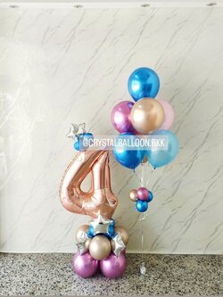 ลูกโป่ง วันเกิดเด็ก ฟอยล์ตัวเลข ขนาด 40" ตั้งฐาน 1 ชิ้น พร้อมตกแต่ง ช่อลูกโป่ง ช่อ 7 ลูก 1 ช่อ สามารถเปลี่ยนสีลูกโป่ง/เปลี่ยนสี-ฟอยล์ตัวเลขได้