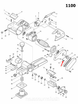 สกรู M4X25 กบไสไม้ไฟฟ้า Makita มากีต้า 1100 [#33] Pn.911146-6 (แท้) ##