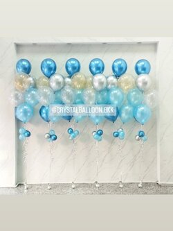 ลูกโป่ง New Year Theme สีน้ำเงิน-ฟ้า ช่อลูกโป่ง ช่อ 7 ลูก 6 ช่อ พร้อมตกแต่ง สามารถเปลี่ยนสีลูกโป่งได้