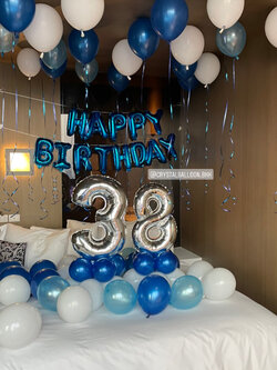 ลูกโป่ง วันเกิด Theme สีน้ำเงิน พร้อม ฟอยล์ตัวเลข ขนาด 40" ตั้งฐาน 2 ชิ้น,ลูกโป่งลอยฝ้า 20 ลูก,ลูกโป่งโปรยพื้น 15 ลูก พร้อมตกแต่ง สามารถเปลี่ยนสีลูกโป่ง/เปลี่ยนสี-ฟอยล์ตัวอักษร/เปลี่ยนสี-ฟอยล์ตัวเลขได้