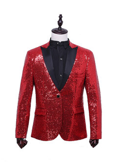 Pre-order เสื้อสูทชาย สูทแฟชั่น สูทกลิตเตอร์ สีแดง