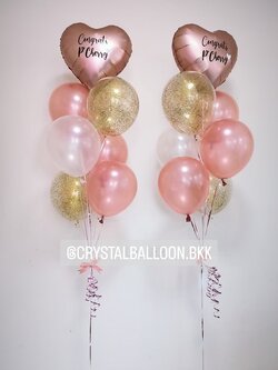 ลูกโป่ง แสดงความยินดี ช่อลูกโป่ง ฟอยล์หัวใจ ขนาด 18" 2 ช่อ พร้อม ลูกโป่งใส ใส่กลิตเตอร์ พร้อมตกเเต่ง สามารถเปลี่ยนสีลูกโป่ง/เปลี่ยนข้อความ/เปลี่ยนฟอยล์ตกแต่งได้