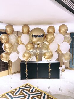 ลูกโป่ง เปิดงาน ลูกโป่งยาง ขนาด 24" สีทอง พร้อม ช่อลูกโป่ง ช่อ 10 ลูก 4 ช่อ,ลูกโป่งใส ใส่กลิตเตอร์ พร้อมตกแต่ง สามารถเปลี่ยนสีลูกโป่ง/เปลี่ยนข้อความ/เปลี่ยนขนาดได้