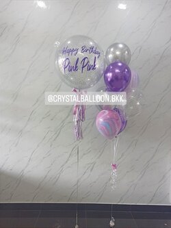 ลูกโป่ง วันเกิด Bubble ขนาด 24'' พร้อมตกแต่ง ช่อลูกโป่ง 7 ลูก 1 ช่อ,ลูกโป่งลายหิน USA 1 ลูก สามารถเปลี่ยนสีลูกโป่ง/เปลี่ยนข้อความ/เปลี่ยนขนาดได้