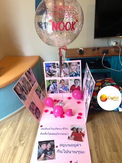 Surprise Box กล่องเซอร์ไพรส์วันเกิด Bubble ขนาด 24" โทนสี ชมพู พร้อมตกแต่ง สามารถใส่รูปได้