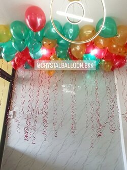 ลูกโป่ง วันเกิด ลูกโป่งลอยฝ้า Theme เขียว-ทอง-แดง 100 ลูก พร้อมตกแต่ง สามารถเปลี่ยนสีลูกโป่งได้