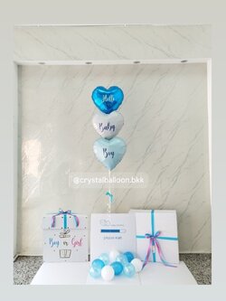 Gender Reveal Surprise Box กล่องเซอร์ไพรส์ทายเพศ พร้อม ฟอยล์หัวใจ 18" 3 ชิ้น พร้อมตกเเต่ง สามารถใส่รูปได้ 2 ใบ สามารถเปลี่ยนสีลูกโป่ง/เปลี่ยนข้อความ/เปลี่ยนสีฟอยล์ตกเเต่งได้