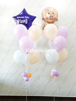 ลูกโป่ง Welcome Baby ช่อลูกโป่งฟอยล์ดาว ขนาด 24" ช่อ 7 ลูก Theme พาสเทล พร้อมตกแต่ง ช่อลูกโป่งฟอยล์เด็กทารก 1 ช่อ ช่อ 7 ลูก สามารถเปลี่ยนสีลูกโป่ง/เปลี่ยนข้อความ/เปลี่ยนสี-ฟอยล์ตกแต่งได้