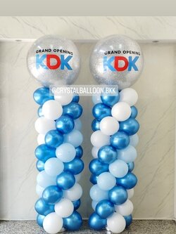 เสาลูกโป่ง เปิดงาน Bubble ขนาด 36" กลิตเตอร์สีเงิน 2 เสา พร้อมตกแต่ง สามารถเปลี่ยนสีลูกโป่ง/เปลี่ยนข้อความได้