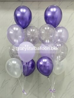 ลูกโป่ง แสดงความยินดี ช่อลูกโป่ง ช่อ 7 ลูก 2 ช่อ ธีมสีม่วง พร้อมตกแต่ง สามารถเปลี่ยนสีลูกโป่งได้