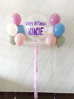 ลูกโป่ง วันเกิด Bubble ขนาด 36" กลิตเตอร์สีขาว 1 ลูก พร้อมลูกโป่ง ช่อลูกโป่ง ช่อ 5 ลูก 2 ช่อ พร้อมตกแต่ง สามารถเปลี่ยนสีลูกโป่ง/เปลี่ยนข้อความ/เปลี่ยนขนาดได้