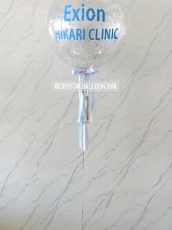 ลูกโป่ง เปิดงาน Bubble ขนาด 24" กลิตเตอร์สีเงิน 1 ลูก พร้อมตกแต่ง สามารถเปลี่ยนสีลูกโป่ง/เปลี่ยนข้อความ/เปลี่ยนขนาดได้