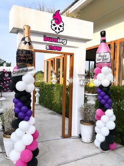 เสาฟอยล์ลูกโป่ง Happy New Year 2 เสา พร้อมตกแต่ง ฟอยล์ขวดใหญ่ 2 ชิ้น สามารถเปลี่ยนสีลูกโป่ง/เปลี่ยนฟอยล์ตกแต่งได้