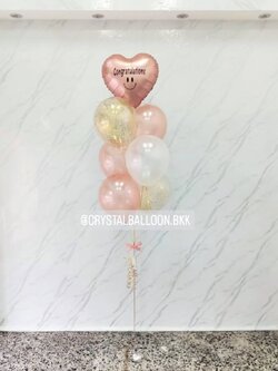 ลูกโป่ง แสดงความยินดี ช่อลูกโป่งฟอยล์หัวใจ ขนาด 18" 7 ลูก 1 ช่อ พร้อมตกแต่ง ลูกโป่งใส ใส่กลิตเตอร์ สามารถเปลี่ยนสีลูกโป่ง/เปลี่ยนข้อความ/เปลี่ยนสี-ฟอยล์ตกแต่งได้