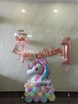 ลูกโป่งวันเกิดเด็ก ฟอยล์หัวยูนิคอร์น ตั้งฐาน 1 ชิ้น , ฟอยล์ตัวเลข40" เป่าลอย 1 ชิ้น ,Bubble 24" 1ลูก , ฟอยล์ HBD ตัวเขียน 1 เซท ,พร้อมลูกโป่งตกแต่ง , ลูกโป่งสามารถเปลี่ยนสีได้/ข้อความบนลูกโป่งสามารถเปลี่ยนได้