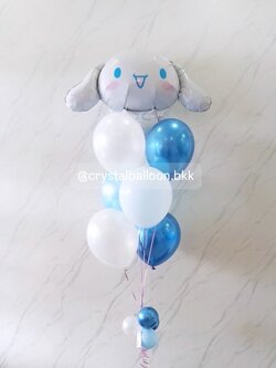 ลูกโป่ง วันเกิดเด็ก ช่อลูกโป่งฟอยล์Sanrio ขนาด 18" ช่อ 7 ลูก 1 ช่อ Theme ฟ้า พร้อมตกแต่ง สามารถเปลี่ยนสีลูกโป่ง/เปลี่ยนข้อความ/เปลี่ยนสี-ฟอยล์ตัวเลข/เปลี่ยนฟอยล์ตกแต่งได้