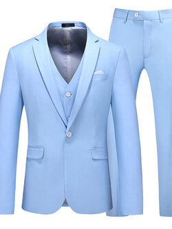 Pre-order ชุดสูทชาย สีฟ้า สไตล์เกาหลี พร้อมเสื้อกั๊ก