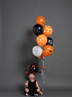 ลูกโป่ง วันเกิด ลูกโป่งช่อ 7 ลูก 1 ช่อ Theme Halloween พร้อมตกเเต่ง สามารถเปลี่ยนสีลูกโป่ง/ข้อความสามารถเพิ่มได้ลูก