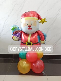 ลูกโป่ง Christmas ฟอยล์ซานต้า ตั้งฐาน 1 ชิ้น พร้อมตกแต่ง สามารถเปลี่ยนสีลูกโป่ง/เปลี่ยนสี-ฟอยล์ตกแต่งได้