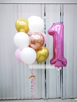 ลูกโป่ง วันเกิดเด็ก ช่อลูกโป่ง 11 ลูก 1 ช่อ พร้อมตกแต่ง ฟอยล์ตัวเลข ขนาด 40" 1 ชิ้น สามารถเปลี่ยนสีลูกโป่ง/เปลี่ยนสี-ฟอยล์ตัวเลขได้