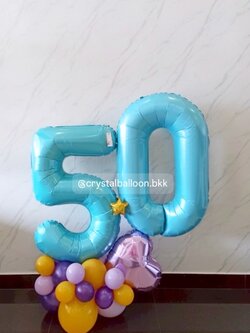 ลูกโป่ง วันเกิด ฟอยล์ตัวเลข ขนาด 40" ตั้งฐานคู่ 1 ชิ้น สีฟ้า พร้อมตกแต่ง สามารถเปลี่ยนสีลูกโป่ง/เปลี่ยนสี-ฟอยล์ตัวเลข/เปลี่ยนสี-ฟอยล์ตกแต่งได้