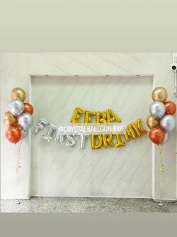 ลูกโป่ง แสดงความยินดี ฟอยล์ตัวอักษร ขนาด 16" 14 ตัวอักษร พร้อม ช่อลูกโป่งสีโครเมี่ยม ช่อ 7 ลูก 2 ช่อ พร้อมตกแต่ง สามารถเปลี่ยนสีลูกโป่ง/เปลี่ยนสี-ฟอยล์ตัวอักษรได้