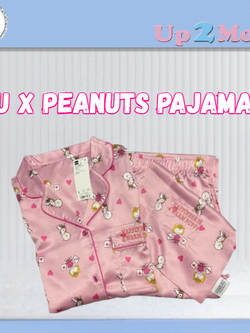 ชุดนอนสุดคิวต์สีชมพู GU x Peanuts ลาย Snoopy