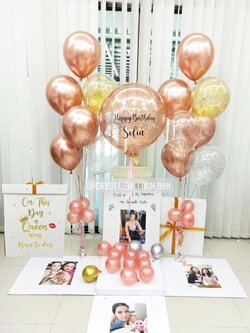 Happy Birthday Surprise Box กล่องเซอร์ไพรส์วันเกิด Bubble ขนาด 24" สีสวย ยอดนิยม พร้อมตกแต่ง ช่อลูกโป่ง 2 ช่อ,ลูกโป่งใส ใส่กลิตเตอร์,สามารถใส่รูปได้ 4 ใบ สามารถเปลี่ยนสีลูกโป่ง/เปลี่ยนข้อความได้