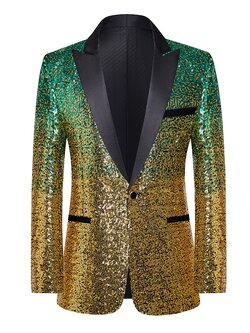 Pre-order เสื้อสูทชาย สูทแฟชั่น สูทกลิตเตอร์ ไล่สี สีทองเขียว