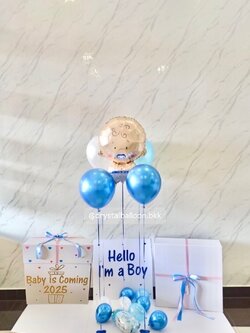 Gender Reveal Surprised Box กล่องทายเพศ พร้อมตกแต่ง ลูกโป่ง 4 ลูก ฟอยล์เด็กทารก 1 ชิ้น,สามารถใส่รูปได้ 2 รูป สามารถเปลี่ยนสีลูกโป่ง/เปลี่ยนสี-ฟอยล์ตกแต่ง/เปลี่ยนข้อความได้