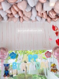 ลูกโป่ง วันเกิดเด็ก ฟอยล์ตัวอักษร ติดผนัง ฟอยล์ Happy Birthday ขนาด 16" สีพาสเทล 1 ชิ้น พร้อม ฟอยล์ Paw Patrol 4 ชิ้น พร้อม ฟแยล์กลม USA ขนาด 24" สีโรสโกลด์ 2 ชิ้น , ฟอยล์หัวใจ ขนาด 18" 45 ชิ้น , ฟอยล์แมว 1 ชิ้น พร้อมตกแต่ง สามารถเปลี่ยนสี-