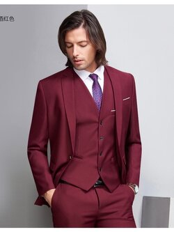 ตัด-ซื้อ ชุดสูทชาย สูทสีแดง Burgundy