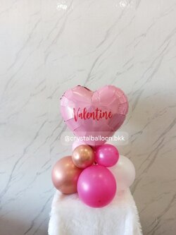 ลูกโป่ง Valentine's Day ลูกโป่ง ฟอยล์หัวใจ สีชมพูวิ้งค์ ขนาด 18" ตั้งฐาน 1 ชั้น พร้อมตกแต่ง สามารถเปลี่ยนสีลูกโป่ง/เปลี่ยนข้อความ/เปลี่ยนสี-ฟอยล์ตกแต่งได้