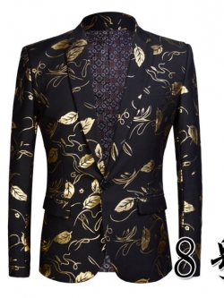 Pre-order เสื้อสูทชาย พิมพ์ลายเส้นใบไม้สีทอง ** เฉพาะเสื้อ**
