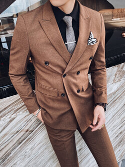 Pre-order เสื้อสูทชาย สีน้ำตาล กระดุม2แถว ทรงสลิม