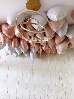 ลูกโป่ง วาเลนไทน์ ฟอยล์หัวใจ ขนาด 18" ลอยฝ้า 45 ลูก Theme ชมพู - ขาว พร้อมตกเเต่ง สามารถเปลี่ยนสีลูกโป่ง/เพิ่มหรือลดจำนวลลูกโป่งได้