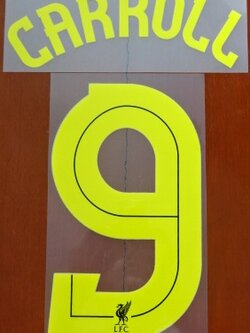 ชุดชื่อและเบอร์ติดเสื้อฟุตบอล #9 แคร์โรล สโมสรลิเวอร์พูล (ชุดเยือน UEL 2010/11) PLAYER SIZE ใหม่ / #9 CARROLL LIVERPOOL Football Club (Away UEL 2010/11) PLAYER SIZE Name and Number Set NEW