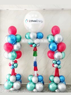 เสาลูกโป่ง เปิดงาน ลูกโป่งยาง ขนาด 36" สีขาว พร้อม ใส่กลิตเตอร์ 1 เสา พร้อม เสาช่อลูกโป่ง ช่อ 10 ลูก 2 เสา Theme Colorful พร้อมตกแต่ง สามารถเปลี่ยนสีลูกโป่ง/เปลี่ยนข้อความได้